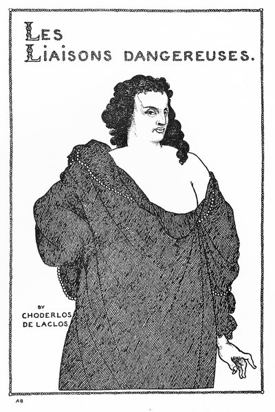 Hrabia Valmont, frontispis do "Les Liasons Dangereuses" Pierre Cholderlos de Laclos, 1896 r. autorstwa Aubrey Beardsley
