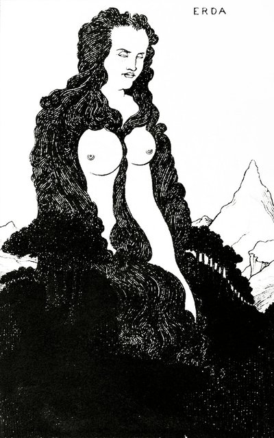 Erda, ilustracja do „Das Rheingold” 1896 autorstwa Aubrey Beardsley