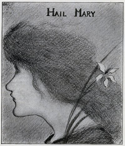 Zdrowaś Maryjo (ołówek) autorstwa Aubrey Beardsley