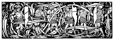 Nakrycie głowy, ilustracja z „Le Morte d