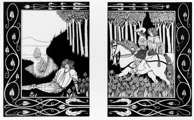 Jak król Marek i sir Dinadan słyszeli sir Palomidesa, ilustracja z „Le Morte d