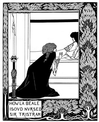Jak La Beale Isoud opiekowała się Sir Tristramem. Ilustracja do książki Le Morte dArthur autorstwa Sir Thomasa M autorstwa Aubrey Beardsley