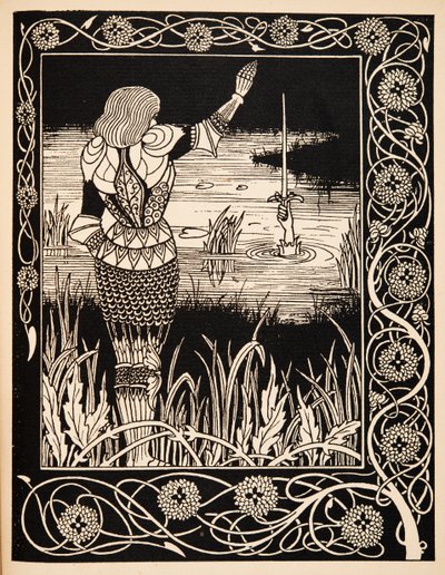 Jak Sir Bedivere wrzucił miecz Excalibur do wody autorstwa Aubrey Beardsley
