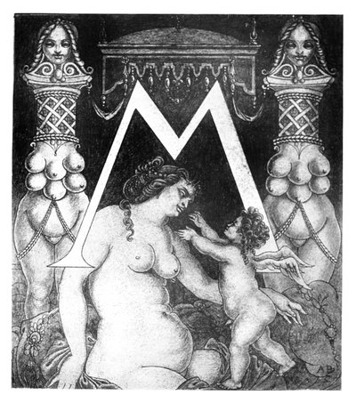 Pierwsza litera „M” dla Volpone, 1898 autorstwa Aubrey Beardsley
