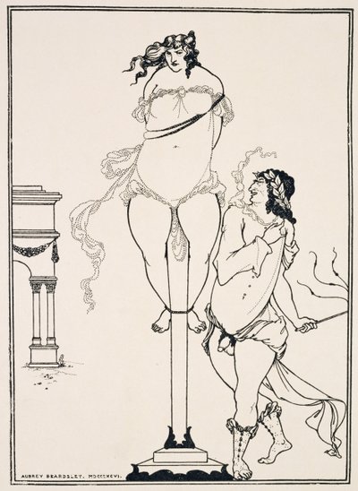 Juvenal biczujący kobietę, 1896 (rycina) autorstwa Aubrey Beardsley
