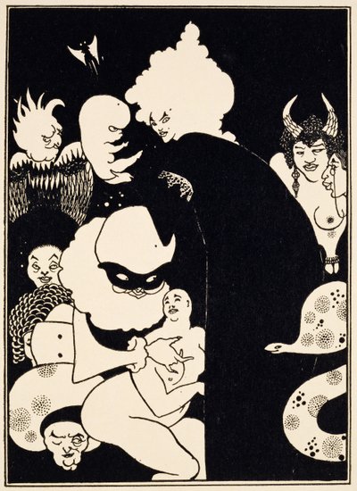 Dziwne stworzenia Luciana, ilustracja z „Prawdziwej historii Luciana”, c.1894 autorstwa Aubrey Beardsley