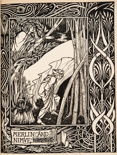 Merlin i Nimue autorstwa Aubrey Beardsley
