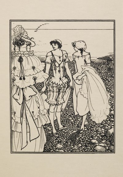 Na plaży Dieppe (Kąpiący się), z księgi pięćdziesięciu rysunków autorstwa Aubrey Beardsley