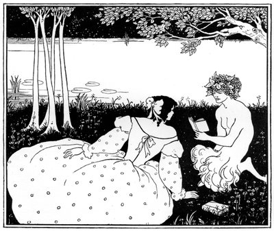 Pan czytanie kobiecie nad potokiem, 1898. autorstwa Aubrey Beardsley