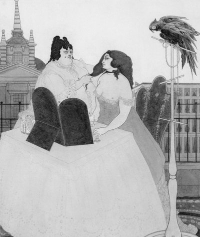 Dama przy toaletce (tusz i pranie) autorstwa Aubrey Beardsley