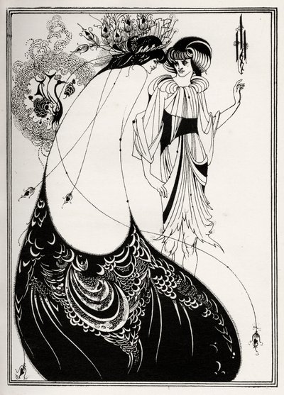 „Spódnica w pawie” autorstwa Aubrey Beardsley