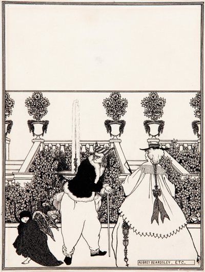 Prowadzenie Kupidyna z ogrodu rysunek przygotowawczy do projektu okładki „Savoy”, nr 3, lipiec 1896 autorstwa Aubrey Beardsley