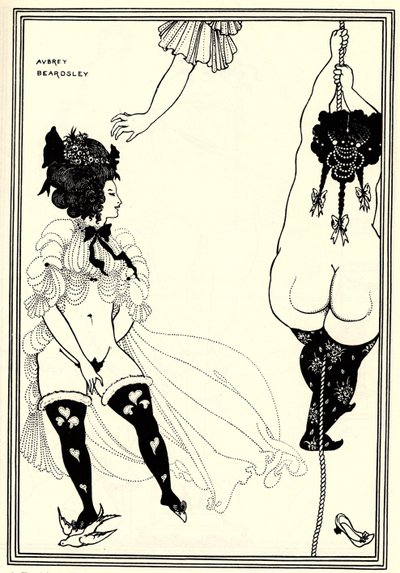 Dwie ateńskie kobiety w niebezpieczeństwie. Ilustracja do Lizystraty Arystofanesa, 1896 r autorstwa Aubrey Beardsley