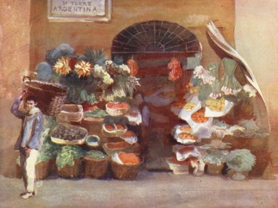Rzym: Fruiterer (kolorowa litografia) autorstwa Aubrey Waterfield