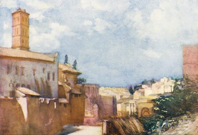 Rzym: Z widokiem na Francesca Romana i Forum (kolorowa litografia) autorstwa Aubrey Waterfield