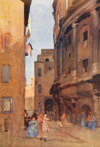 Rzym: Teatr Marcellusa (kolorowa litografia) autorstwa Aubrey Waterfield