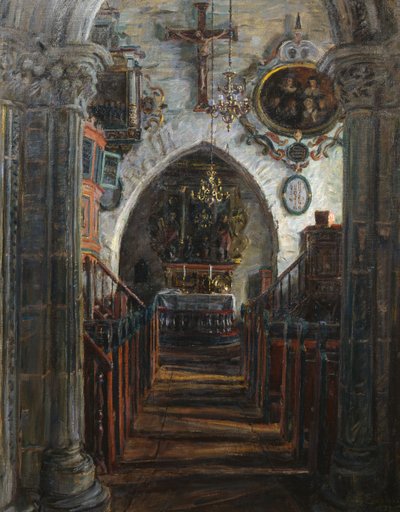 Wnętrze, kościół Dale, Luster autorstwa August Eiebakke