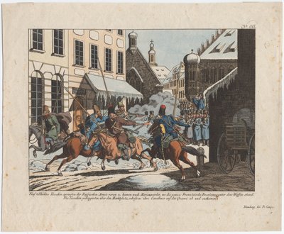 Pięciu Kozaków weszło do Marienwerder autorstwa August Friedrich Andreas Campe