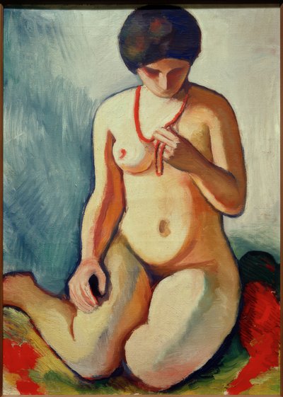 Nude z koralowym naszyjnikiem autorstwa August Macke