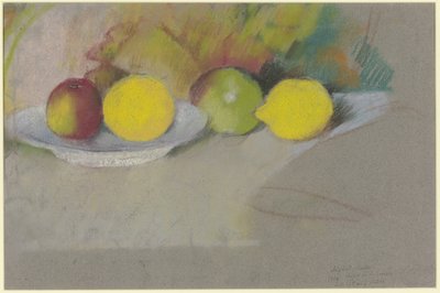 Jabłka i cytryny, ok. 1909-10 (pastel na papierze) autorstwa August Macke