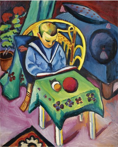 Chłopiec z książką i zabawkami, 1912 autorstwa August Macke