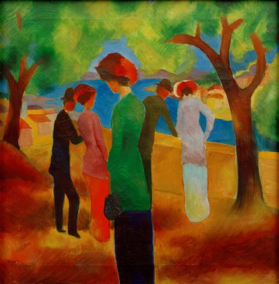 Pani w zielonej kurtce autorstwa August Macke