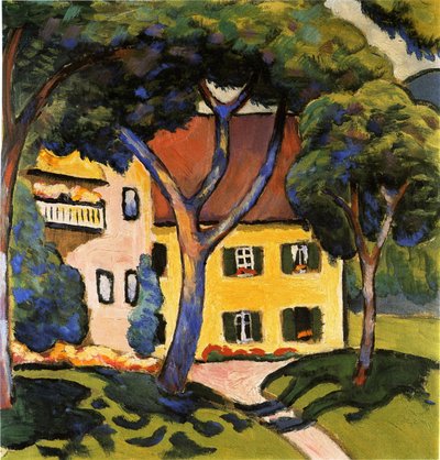Dom w Tegernsee, 1910 r. autorstwa August Macke