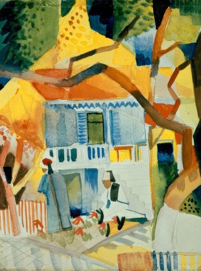 Wewnętrzny dziedziniec wiejskiego domu w St. Germain autorstwa August Macke