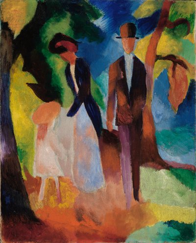 Ludzie nad niebieskim jeziorem autorstwa August Macke