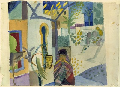 Dziewczyna z koniem i osłem autorstwa August Macke