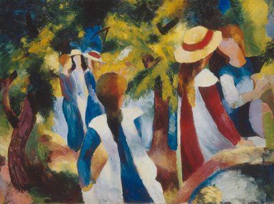Dziewczyna pod drzewami autorstwa August Macke
