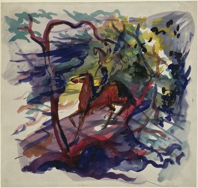 Jeździec w lesie autorstwa August Macke
