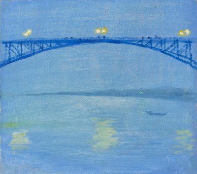 Most na Renie wieczorem autorstwa August Macke