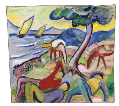 Śpiący jeźdźcy, 1910 autorstwa August Macke