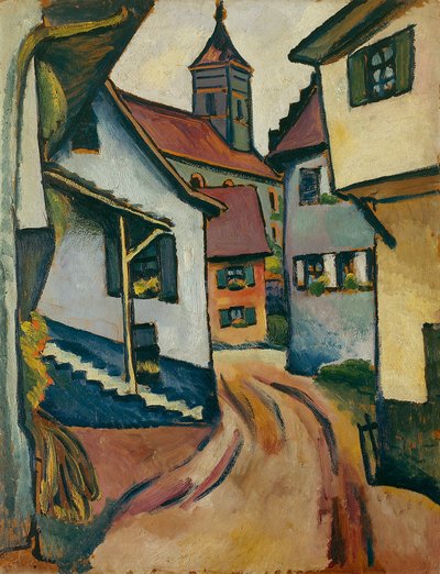 Ulica z kościołem w Kandern autorstwa August Macke