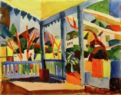Taras wiejskiego domu w St. Germain autorstwa August Macke
