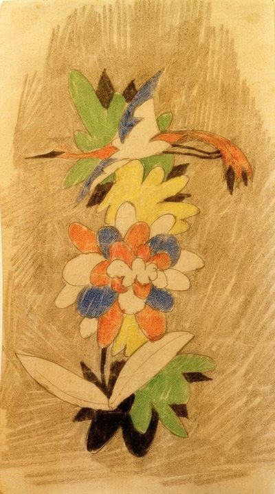 Ptak w kwiatach autorstwa August Macke
