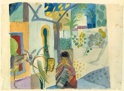 Młoda dziewczyna z koniem i osłem, 1914. autorstwa August Macke