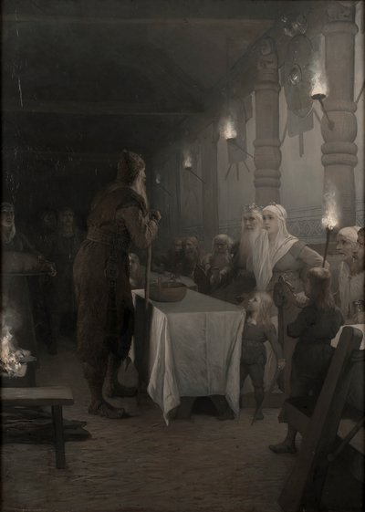 Saga Frithiof: Frithiof na dworze King Ring, 1880s. autorstwa August Malmström