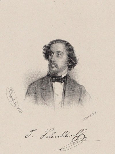 Portret pianisty i kompozytora Juliusa Schulhoffa 1825-1898 , 1850. autorstwa August Prinzhofer