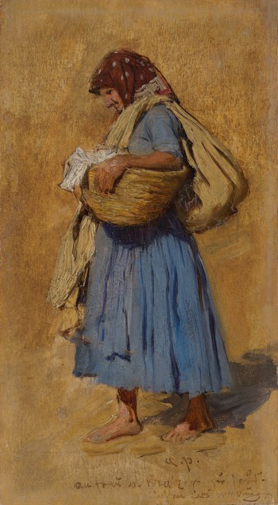 Żona rolnika dmuchająca w nos, ok. 1871-1874 autorstwa August Ritter von Pettenkofen
