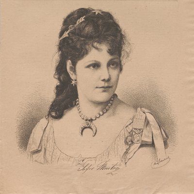 Portret pianistki i kompozytorki Sophie Menter 1846-1918 , 1883. autorstwa August Schubert