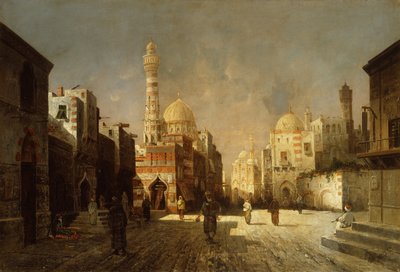 Scena z arabskiej ulicy (olej na płótnie) autorstwa August Siegen
