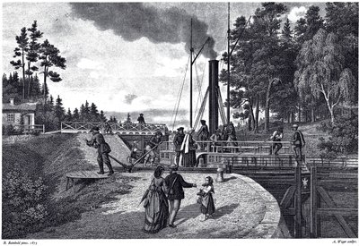 Widok śluzy Juustila w Finlandii, 1873 autorstwa August Weger