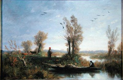 Brzegi kanału (olej na płótnie) autorstwa Auguste Paul Charles Anastasi
