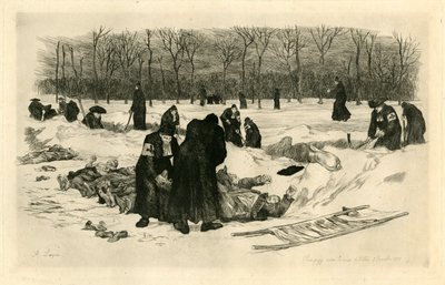Pochówek zmarłych w śniegu autorstwa Auguste Andre Lancon