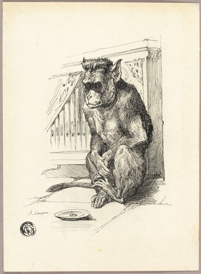 Żebrząca małpa autorstwa Auguste Andre Lancon