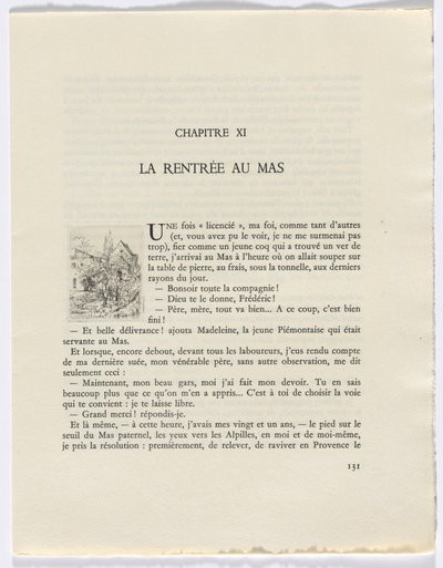 Frédéric Mistral: Mémoires et Recits by Frédéric Mistral: budynki i drzewa (strona 131) autorstwa Auguste Brouet