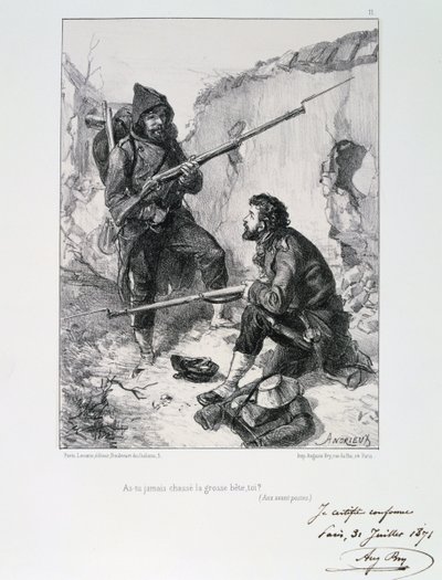 W okopach, oblężenie Paryża, wojna francusko-pruska, 1870-1871 1871 autorstwa Auguste Bry