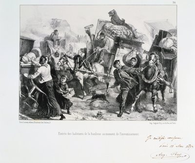 Mieszkańcy przedmieść przybywający do Paryża przed oblężeniem miasta przez Prusaków, 1870 1872 autorstwa Auguste Bry